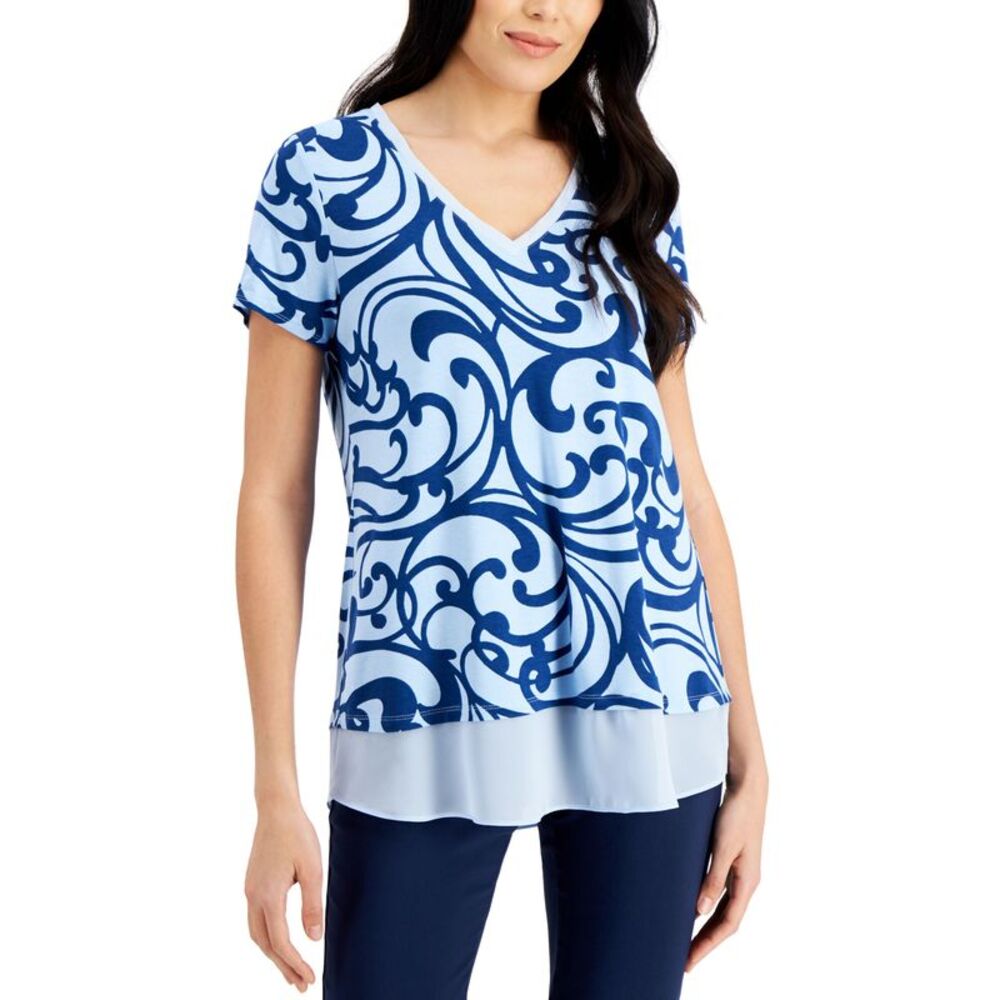 JM Collection Printed Layered Look Tunic